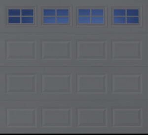 steel gray short panel garage door