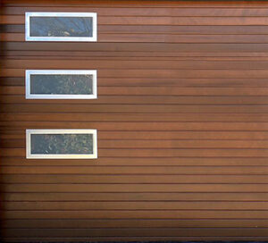Modern Wood Ribbed Panel Garage Door