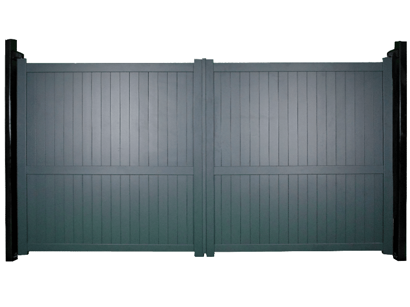 Black metal driveway gate installation
